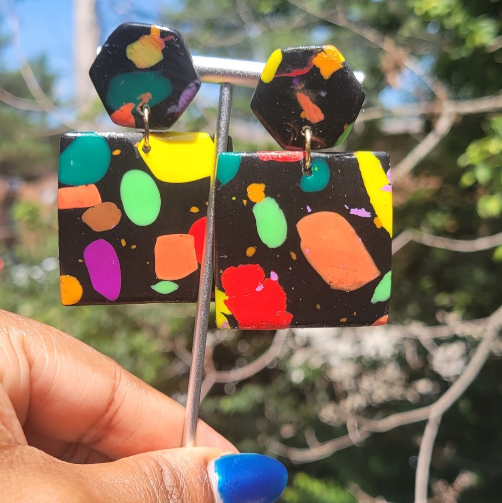 "Clay Splash" polymer clay earrings